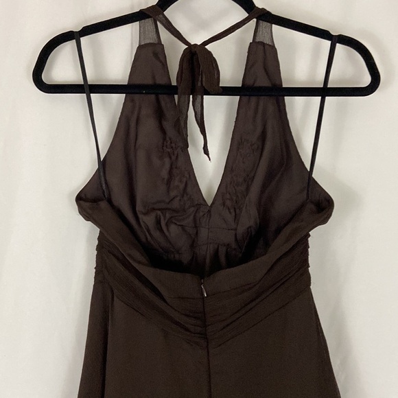 Vintage Signature By Robbie Bee Brown Silk Halter Dress Size 6P - Picture 5 of 8